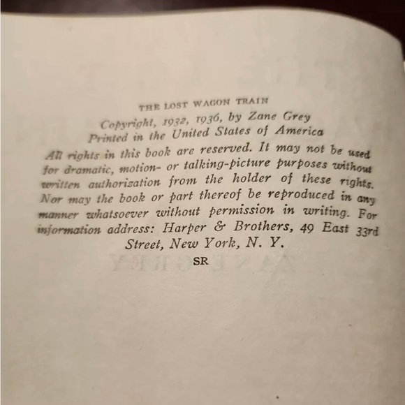 Vintage 1936 "The Lost Wagon Train" Hardcover Book by Zane Grey - Picture 8 of 9